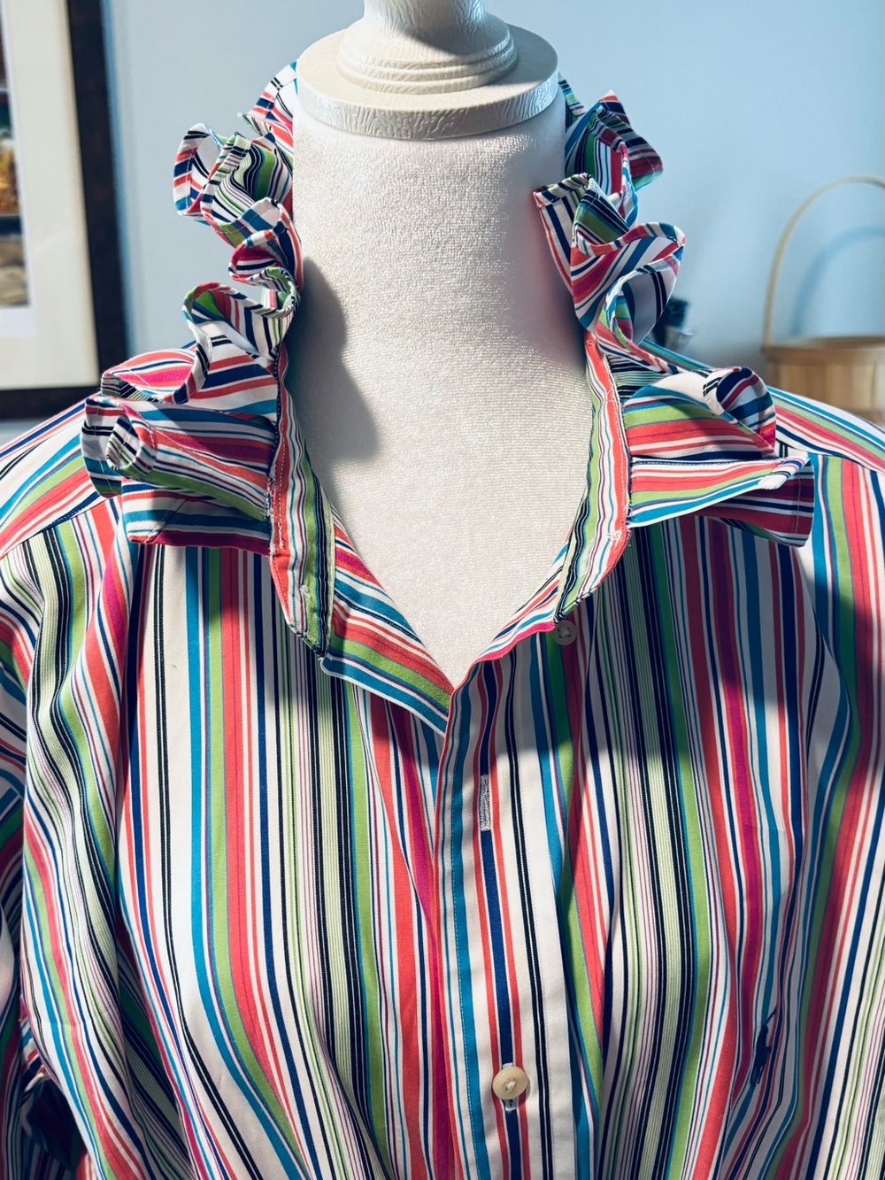 Polo by Ralph Lauren Multicolor Striped Ruffle-Collar Button-Down - Picture 10 of 11